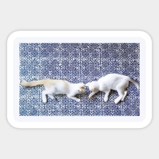 Hmong Harmony – Playful Cats in Tribal Pattern Sticker